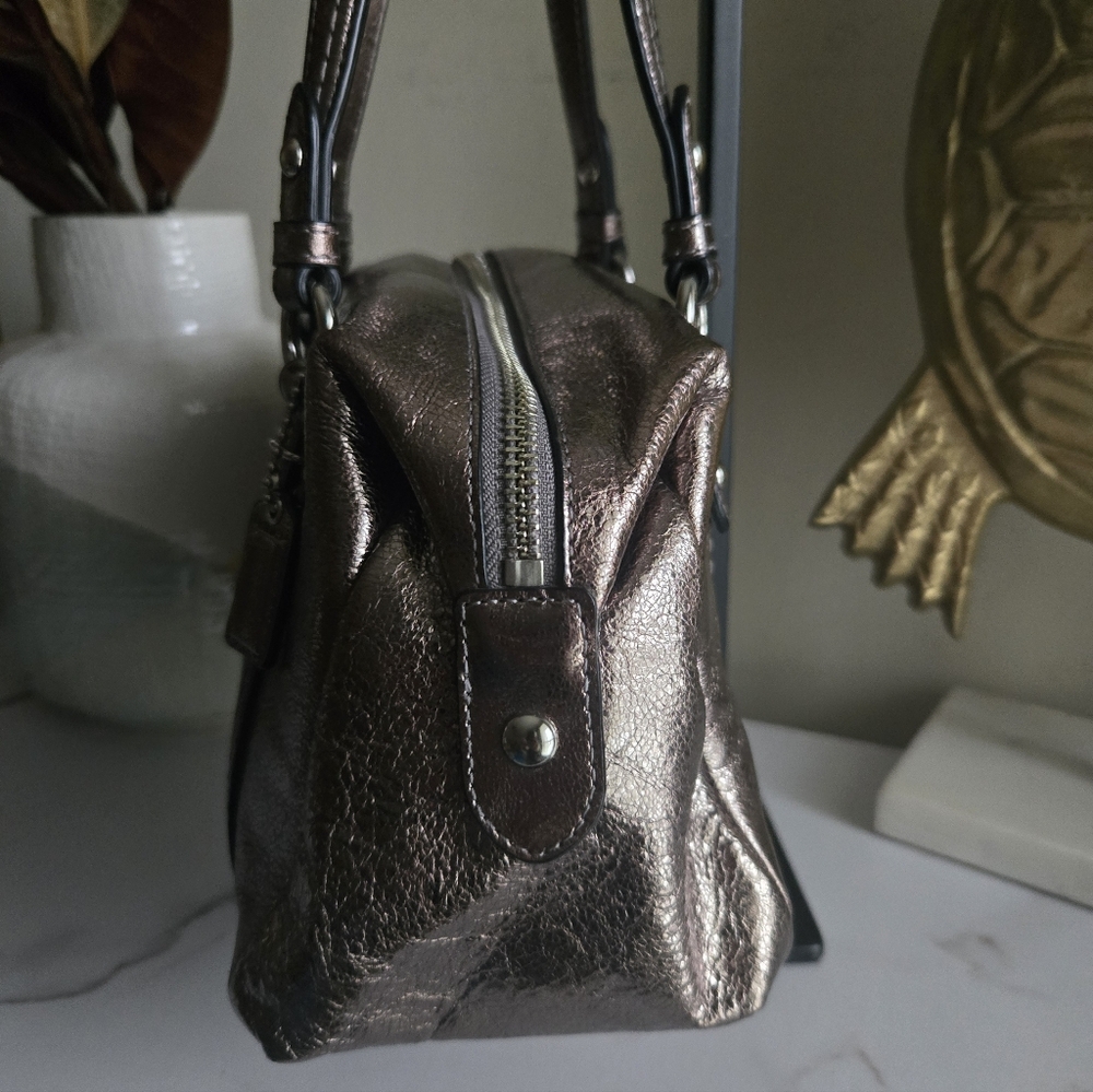 EUC Coach Julia Metallic Gunmetal Mini Satchel Bag - Picture 10 of 12